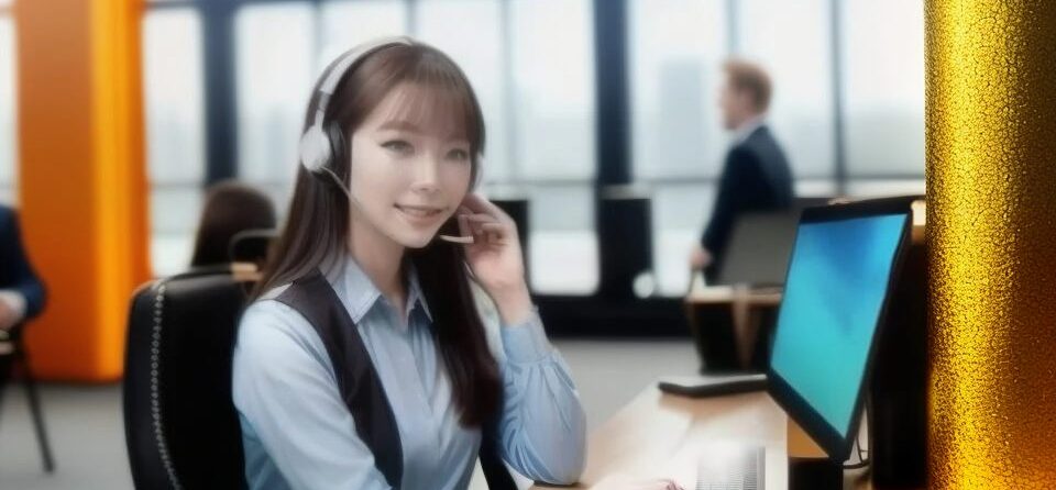 woman-with-headset-transcibing-call